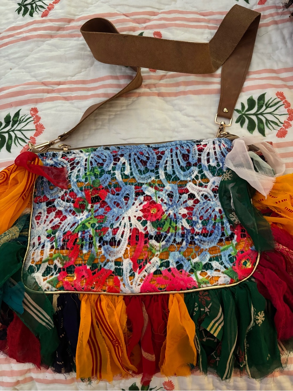 NEW bohemian lace fringe crossbody bag